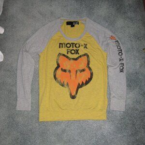 Fox Racing Moto-X Yellow Orange Gray Long Sleeve Shirt Medium Mens